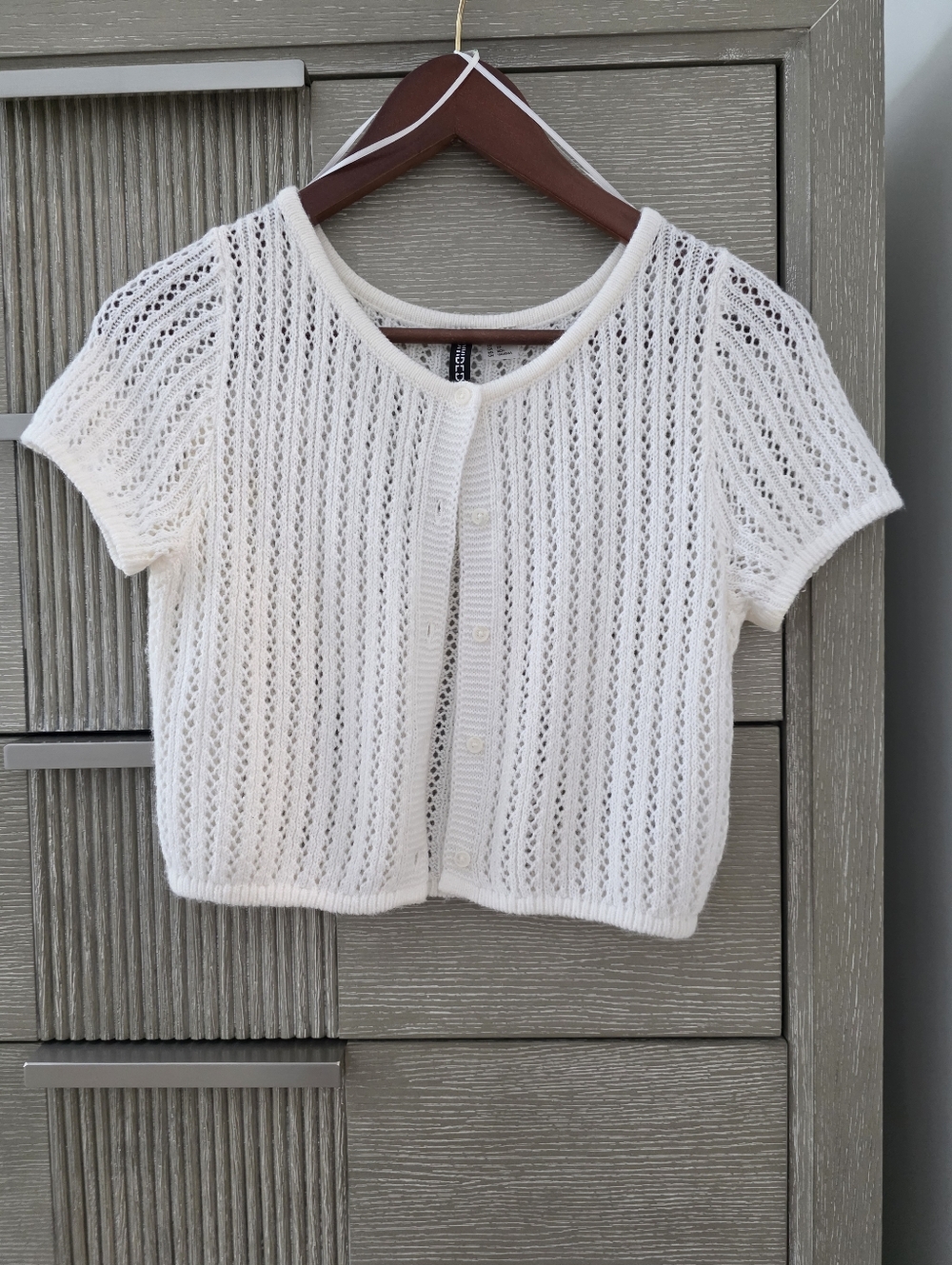 H&M XS white knit cardigan – lightweight openwork summer layering